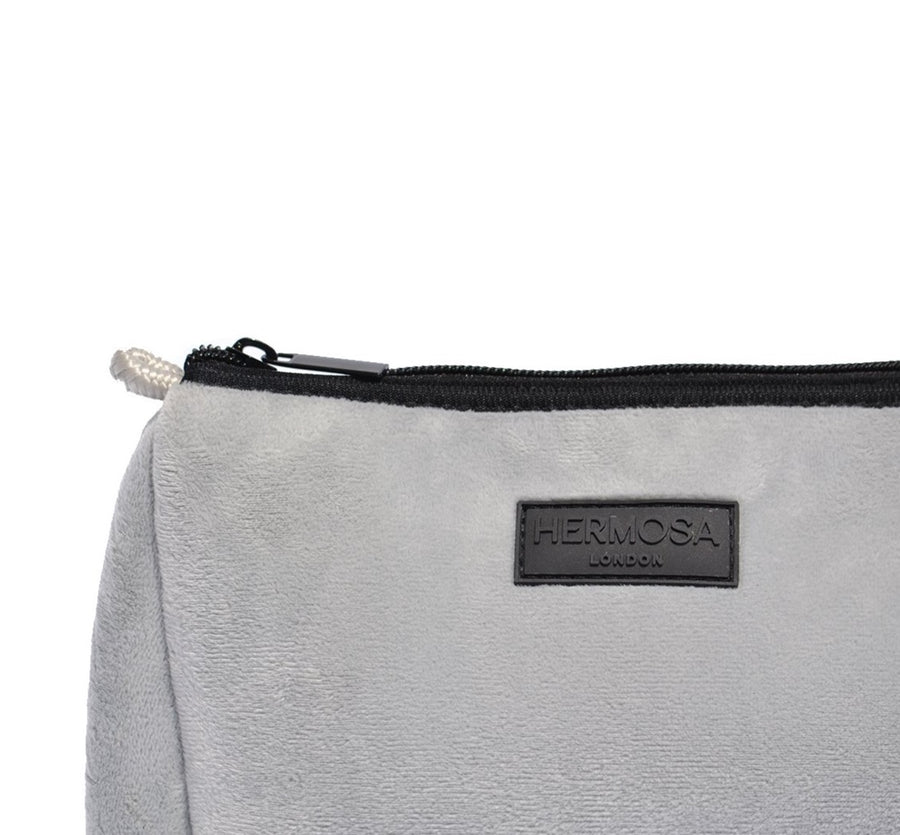 Soft Grey Velvet Wash Bag