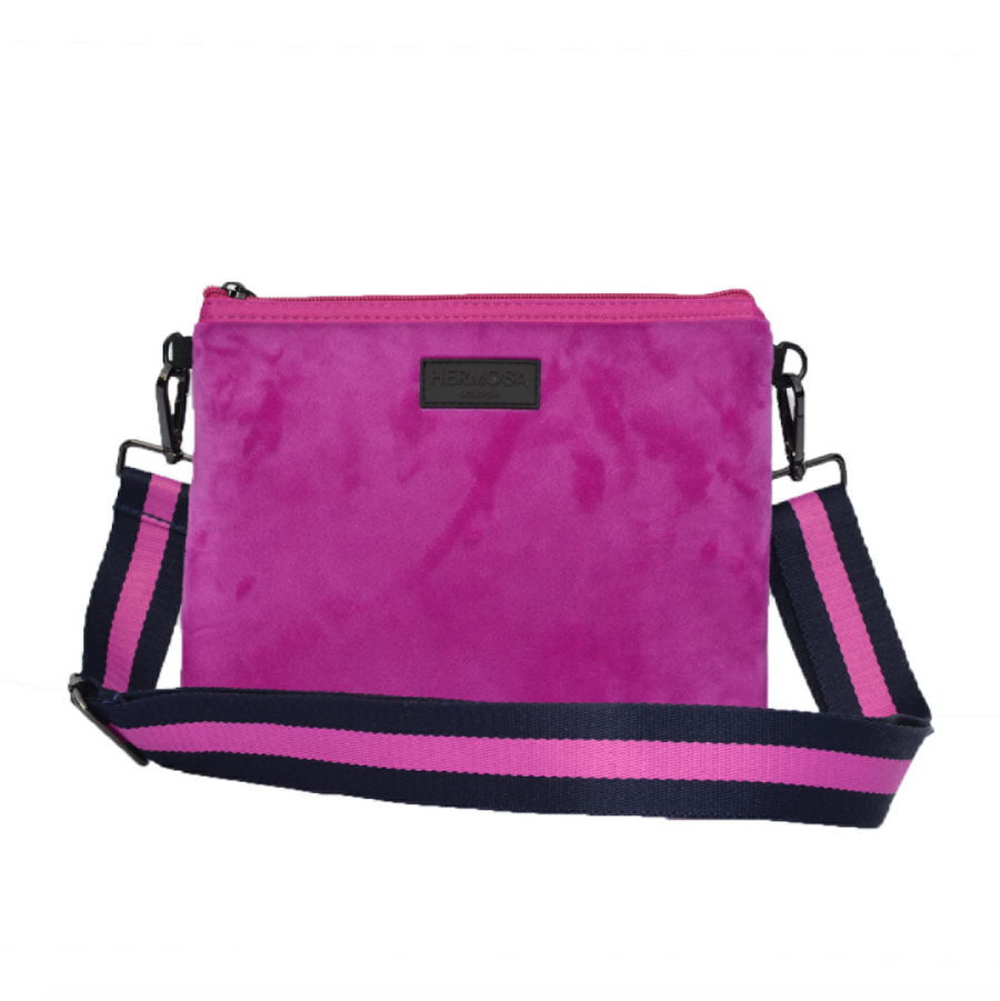 Hot Pink Velvet Messenger Bag - LOW STOCK